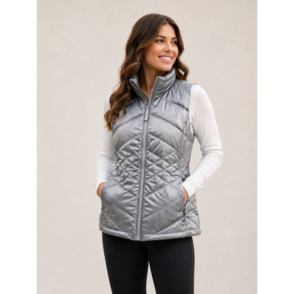 The North Face Womens Aconcagua 550-Fill Down Vest Metallic Silver Grey Medium
